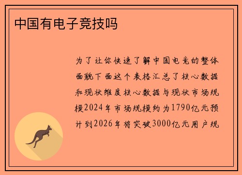 中国有电子竞技吗