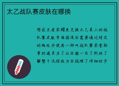 太乙战队赛皮肤在哪换